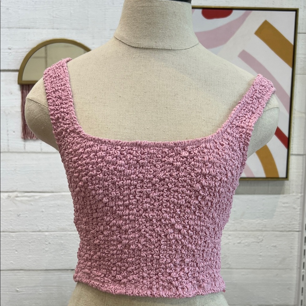 Sadie & Sage Pink Textured Crop Top
